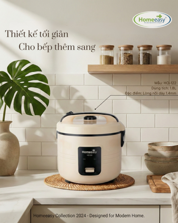 Mẫu HO-122 Dung tích 1.8L Đặc điểm Lòng nồi dày 1.4mm
